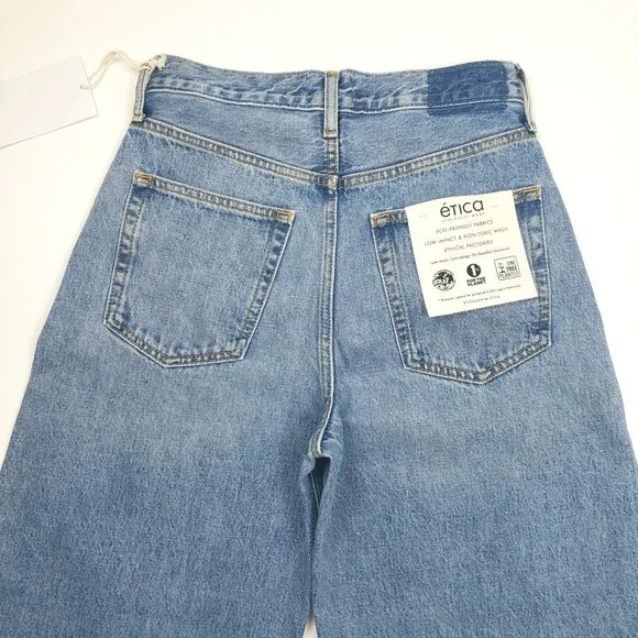Etica Denim Cassel Ultra High Barrel Jeans Women Size 26 Atwood Wash 100% Cotton - Picture 15 of 16